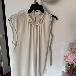 Reiss ruffle cream blouse